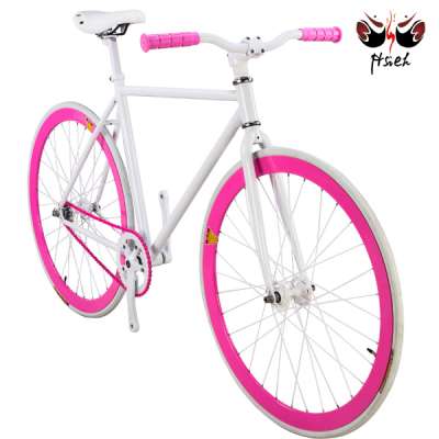 Cheap!single speed bicycle/ Fixed Gear Bike/Pink&White,Colorful~